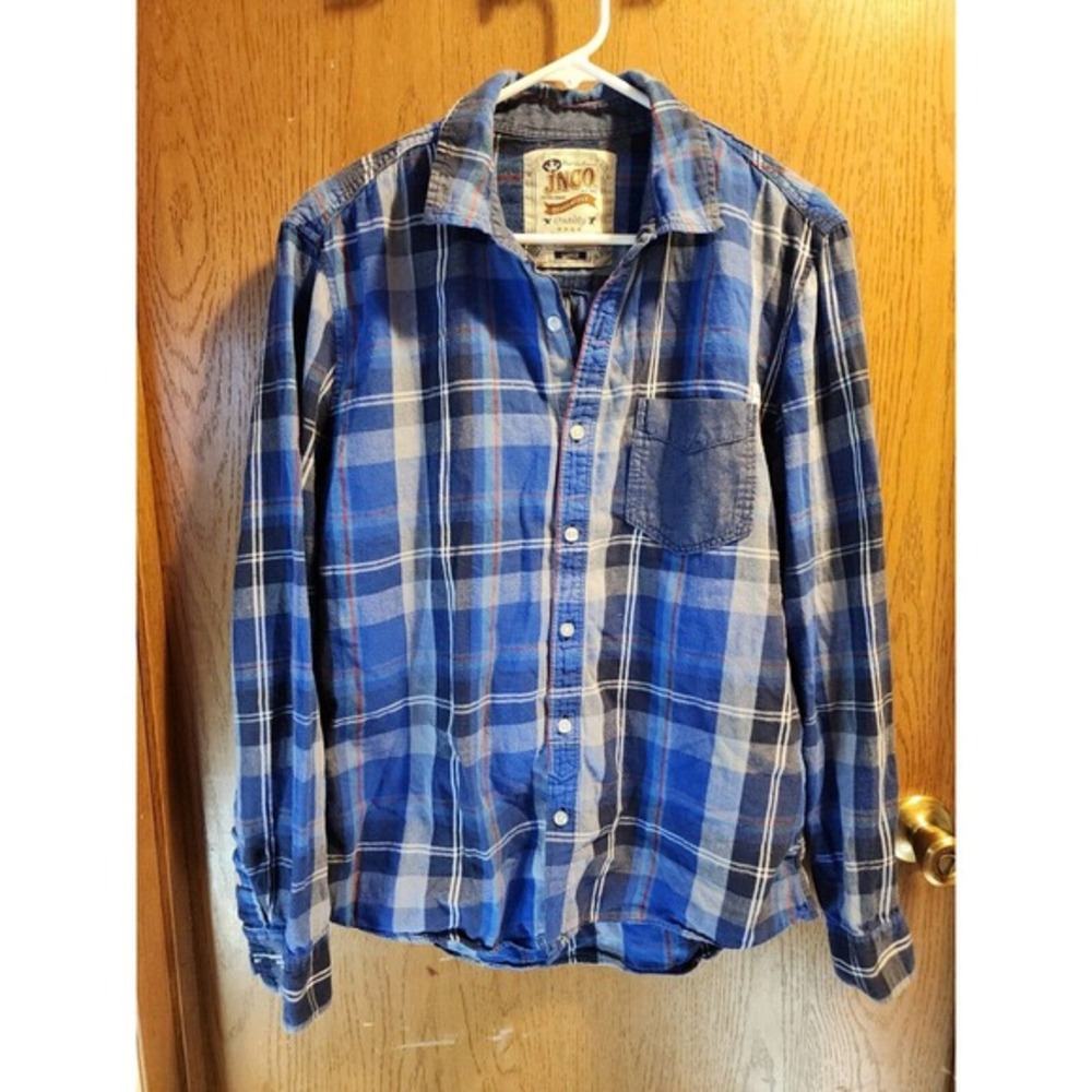Vintage JNCO Men's Long Sleeve Button Up Shirt‎ Size Large, Blue Plaid